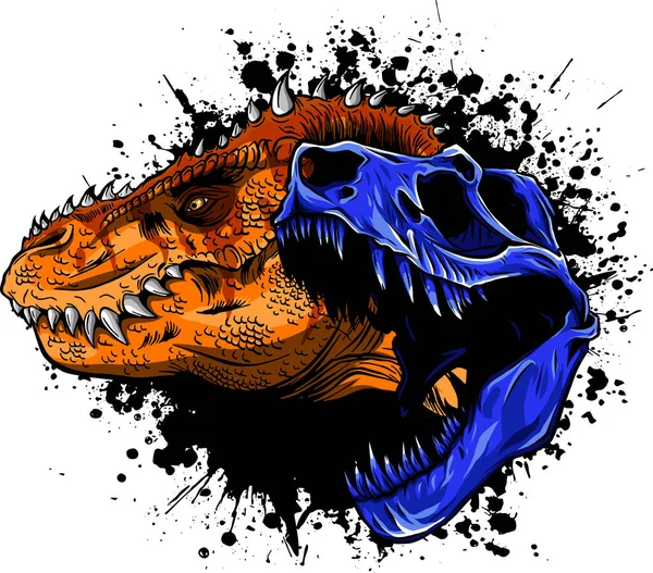 Illustration Tyrannosaurus Rex Avec Crâne — Image vectorielle