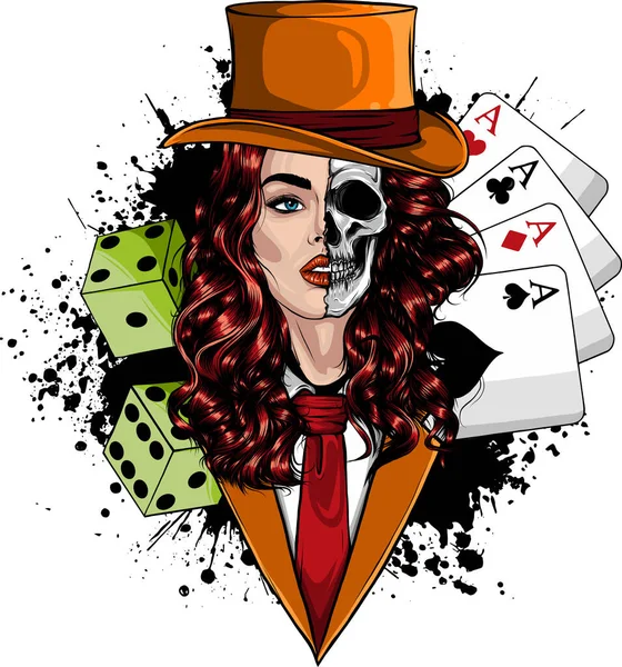 Takım Elbiseli Kadın Joker Çizimi — Stok Vektör