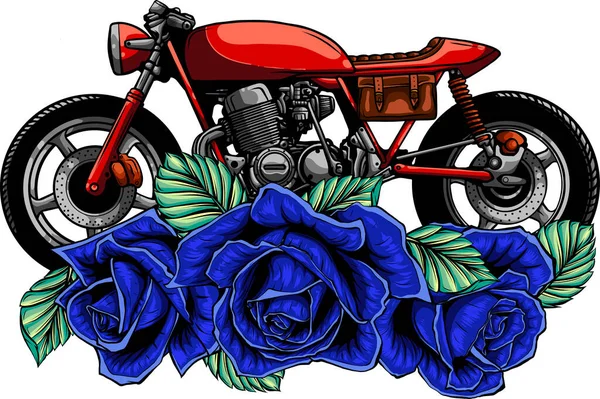 Klassische Café Racer Motorrad Vektor Linie Illustration — Stockvektor