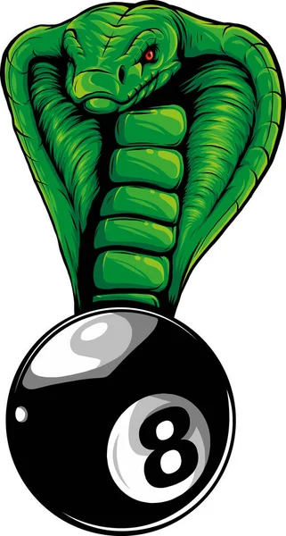 Ilustración Billar Bola Con Serpiente Cobra — Vector de stock