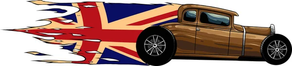 Ilustracja Hot Rod Flagą Zjednoczonego Królestwa — Wektor stockowy