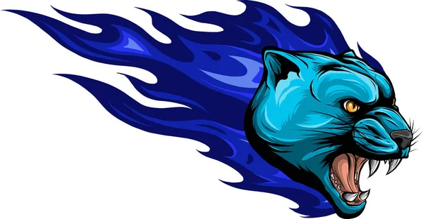 Ilustrație Capului Puma Flăcări Foc — Vector de stoc