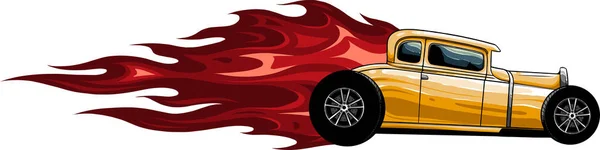 Иллюстрация Автомобиля Горячим Стержнем Пламенем — стоковый вектор
