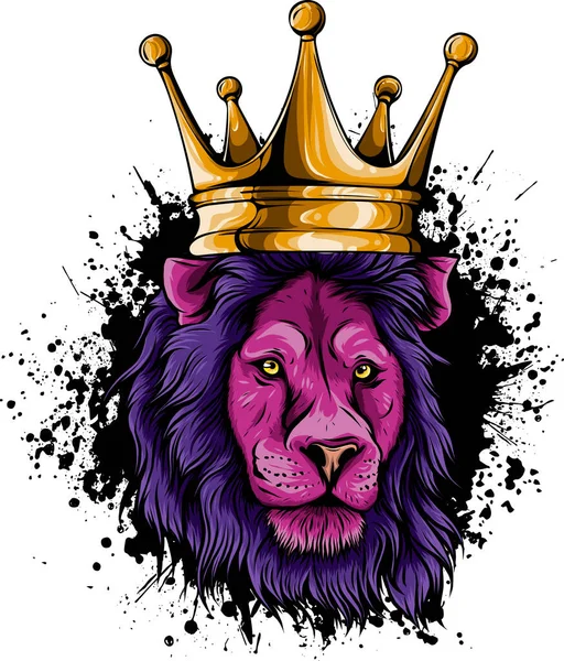 Иллюстрация Льва Короной Белом Фоне — стоковый вектор