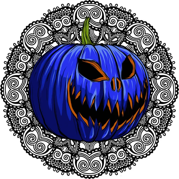 Illustrazione Vettoriale Della Zucca Mandala Halloween — Vettoriale Stock