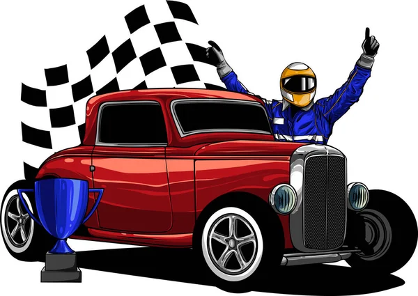 Flat Illustration Race Car Racer — Stock Vector