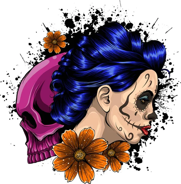 Ilustración Muerta Con Cráneo — Archivo Imágenes Vectoriales