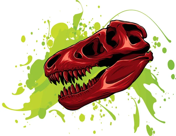 Tête Dinosaure Squelette Dessin Main Illustration Art Sur Fond Blanc — Image vectorielle