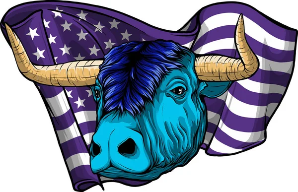 Vaca Contexto Bandeira Dos Estados Unidos América — Vetor de Stock