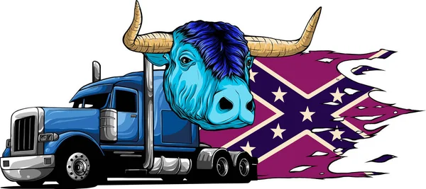 Caminhão Americano Com Design Ilustração Vetorial Touro —  Vetores de Stock