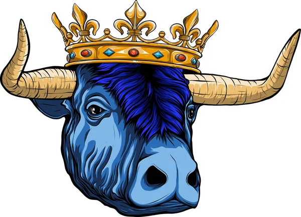 Ilustração Touro Cabeça Com Uma Coroa —  Vetores de Stock