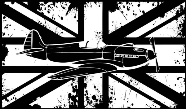 黒の背景に白線の軍用戦闘機 — ストックベクタ