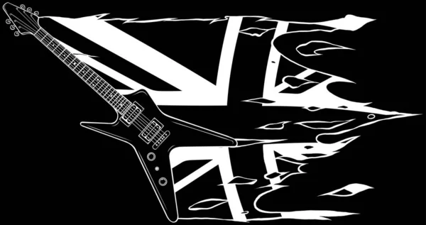 Schwarz Weiß Der Gitarre — Stockvektor