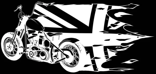 Vintage Motorkerékpár Koncepció Fekete Fehér Elszigetelt Illusztráció — Stock Vector