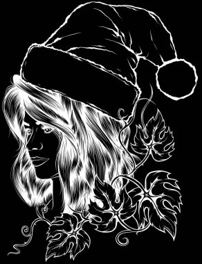 Vektör kadın yüzü. Kıvırcık saç stili. Uzun dalgalı bukleli güzel bir kız..