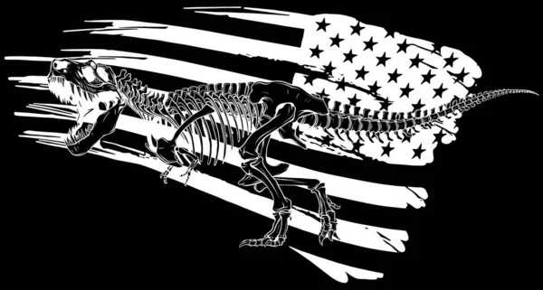 ティラノサウルスレックス恐竜の骨格シルエット — ストックベクタ