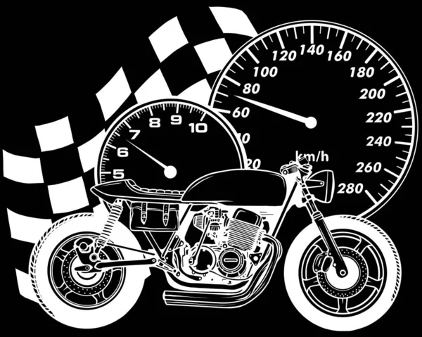 Kafe Motosiklet Ana Hatları Vektör Çizimi — Stok Vektör