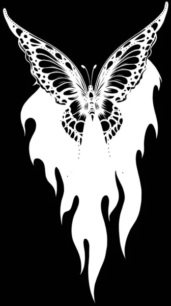 Hermosa Mariposa Blanco Negro Esquema Vector — Archivo Imágenes Vectoriales
