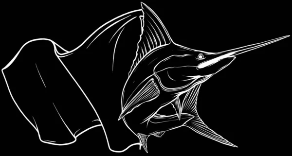 Blue Marlin Simples Ilustração Vetorial Minimalista Espadarte Preto Branco —  Vetores de Stock