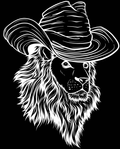 Lion head outline illustration vector