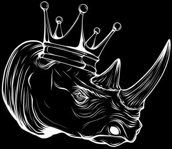 Ručně Kreslené Detailní Ilustrace Nosorožčí Hlavy — Stockový vektor