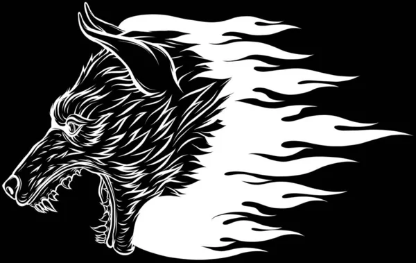 Wolfskopf Umrissener Zeichnungsvektor — Stockvektor