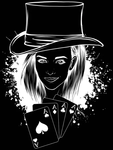 Mort Fille Noir Blanc Contour — Image vectorielle
