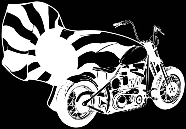 Illustration Vectorielle Moto Noir Blanc — Image vectorielle