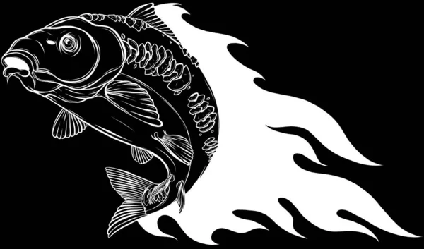 Διανυσματική Απεικόνιση Του Περιγράμματος Ψάρια Κυπρίνου — Διανυσματικό Αρχείο