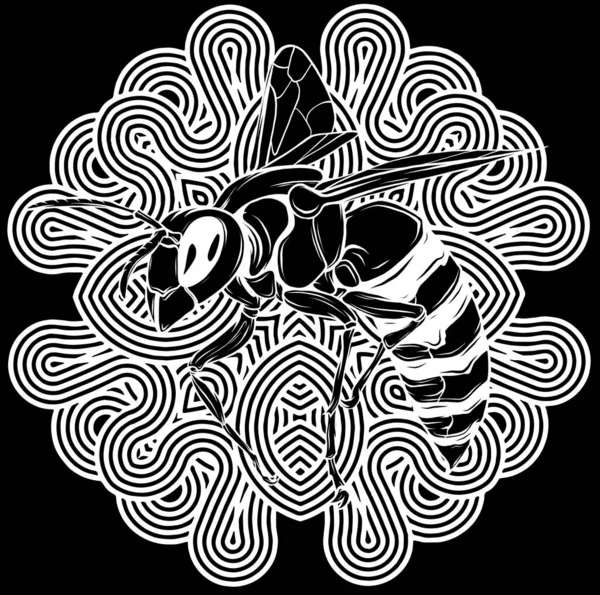 Черно Белый Контур Пчёл — стоковый вектор
