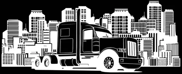 Camion Américain Classique Noir Blanc — Image vectorielle