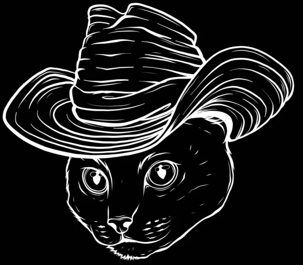 Black Silhouette Cat Vector Illustration — Stock Vector