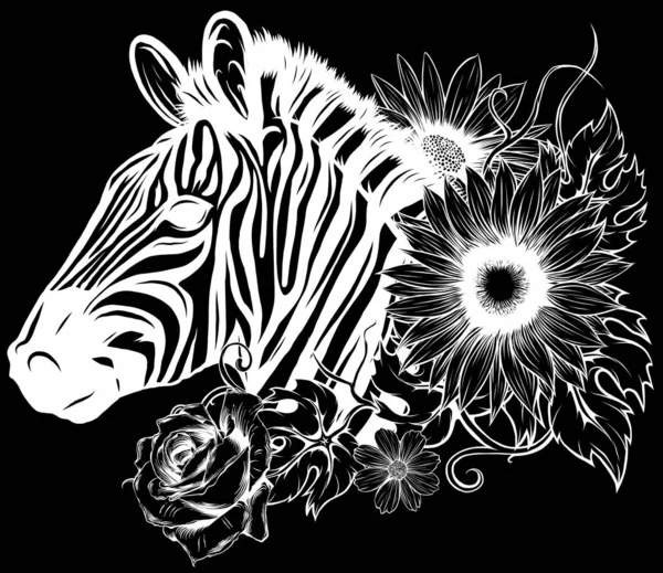 Illustration Animalière Zébrée Vecteur Noir Blanc — Image vectorielle
