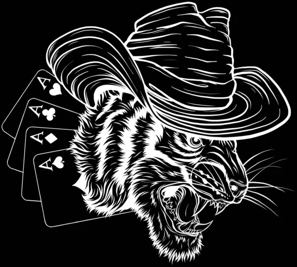 Silhouette Tête Tigre Illustration Vectorielle — Image vectorielle