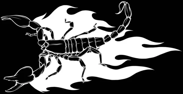 蝎子平面设计矢量图解 艺术纹身草图 印刷品使用 — 图库矢量图片