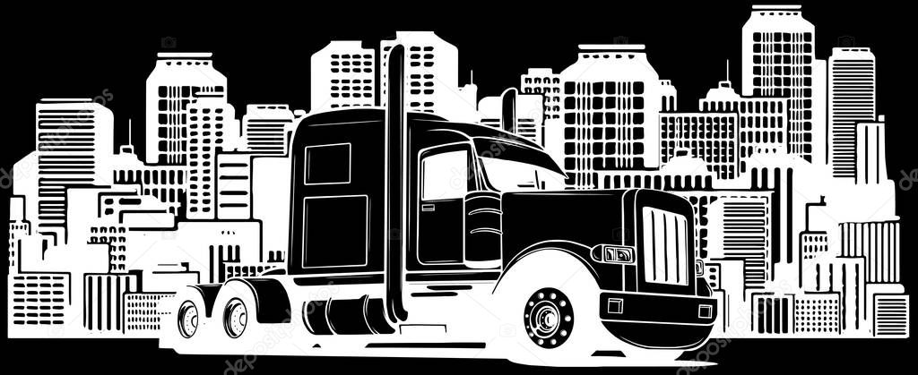 Classic American Truck. Black and white