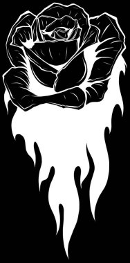 siluet siyah ve beyaz gül