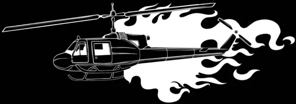 Ilustração Vetorial Contorno Helicóptero — Vetor de Stock