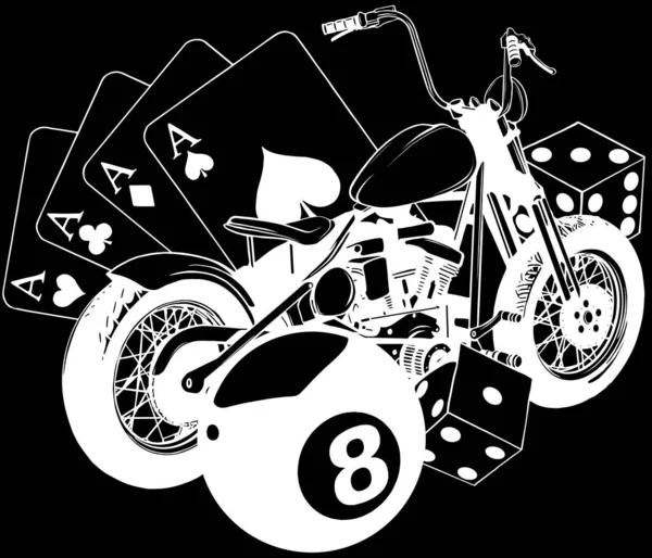 Ilustración Vectorial Motocicleta Blanco Negro — Archivo Imágenes Vectoriales
