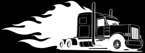 Klasyczna Amerykańska Ciężarówka Czerń Biel — Wektor stockowy