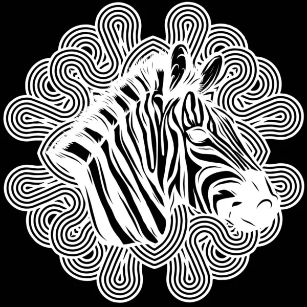 Zebra Dierlijke Illustratie Vector Zwart Wit — Stockvector