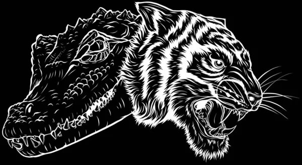 Silueta Cabeza Tigre Ilustración Vectorial — Vector de stock