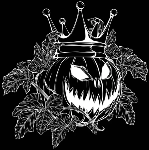 Halloween Pumpkin Vector Illustration Thin Line Art Icon White Background — 스톡 벡터