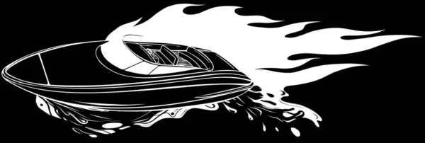 Контур Водной Лодки Черных Линий Векторная Иллюстрация — стоковый вектор