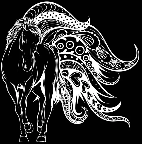 Ilustração Cavalo Desenho Contorno —  Vetores de Stock