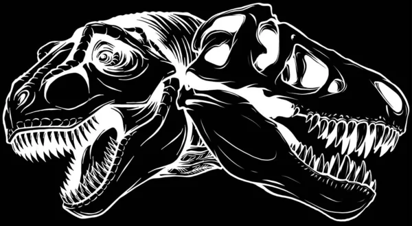 Cabeza Dinosaurio Contorno Blanco Negro — Archivo Imágenes Vectoriales