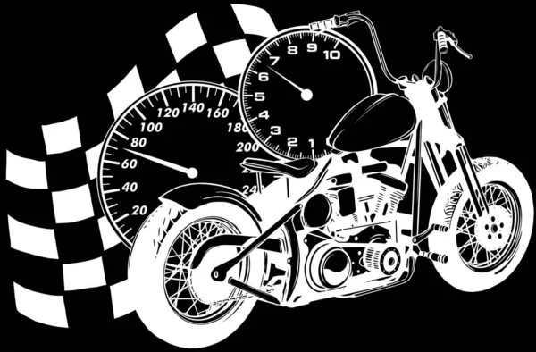 Vektor Illustration Motorcykel Svart Och Vitt — Stock vektor