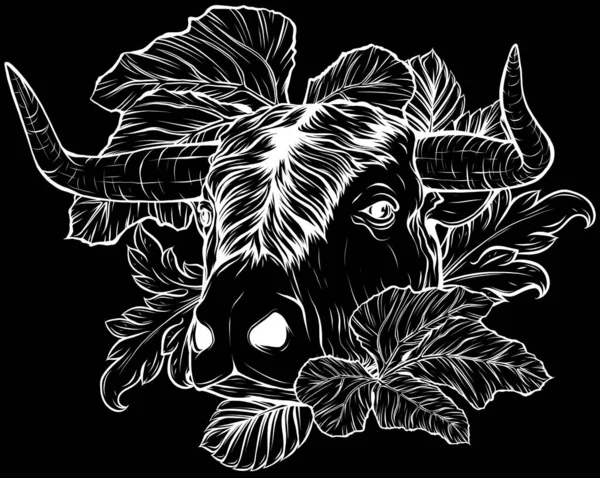 Чорно Біла Голова Корови — стоковий вектор