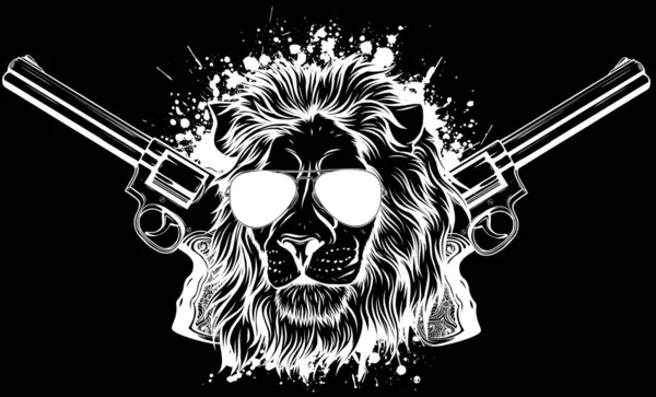 Löwenkopf Umreißt Illustrationsvektor — Stockvektor
