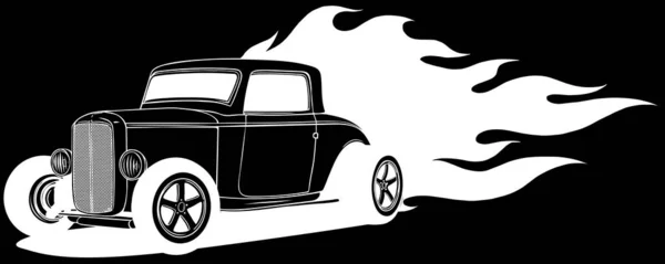 Hot Rod Auto Icoon Lijnstijl Icoon Vector Illustratie Voertuig Icoon — Stockvector
